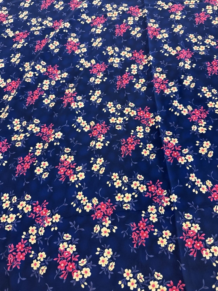 Floral Polyester Fabric 184×45 Navy Pink Ditsy Print Cottagecore