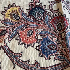 Vtg Waverly Tennyson Fabric Jacobean Floral Vine Cotton Screen Print 29”sq PIECE