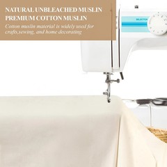 100% Cotton Muslin Fabric, 63 Inch X 2 Yards Unbleached Fabric by The Yard | Med