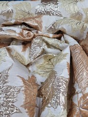FABRIC SOLD BY THE YARD JACQUARD BROCADE GOLD MUSTARD MAPPLE LEAVES METALLIC