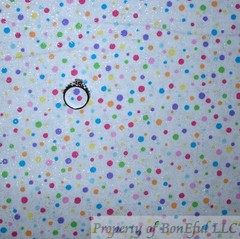 BonEful Fabric FQ Cotton Quilt White Rainbow Color Polka Dot Glitter Metallic US