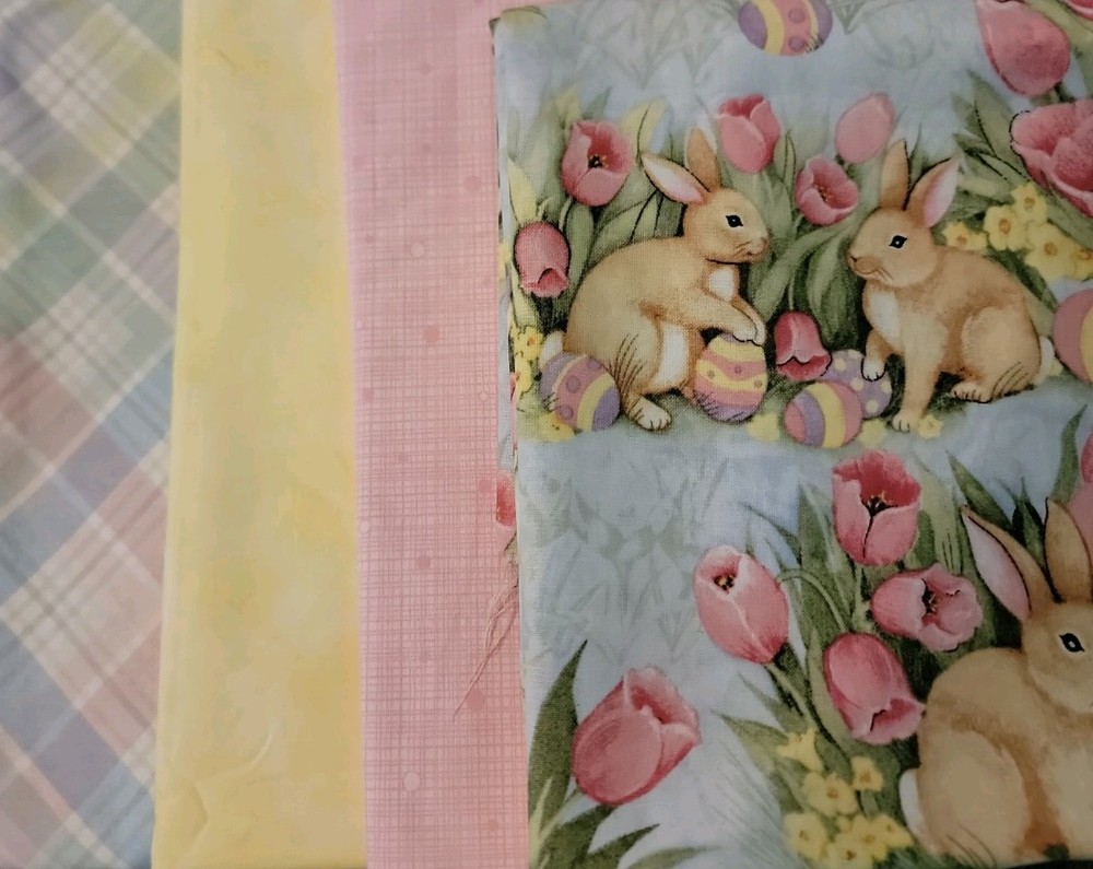Cotton fabric Easter bunnies 4 pieces of fabric