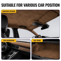 Headliner Fabric 108″ L x 60″ W Foam Backing for Car Truck RV SUV Boat Camel