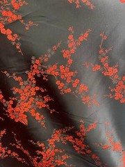 RED Chinese Satin Plum Blossom Brocade 45″ wide per yard