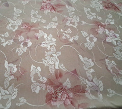 3.25 yd x 58″wPolyester Crinkle Fabric PeachyTan Pink Floral Shiny Emboss Design