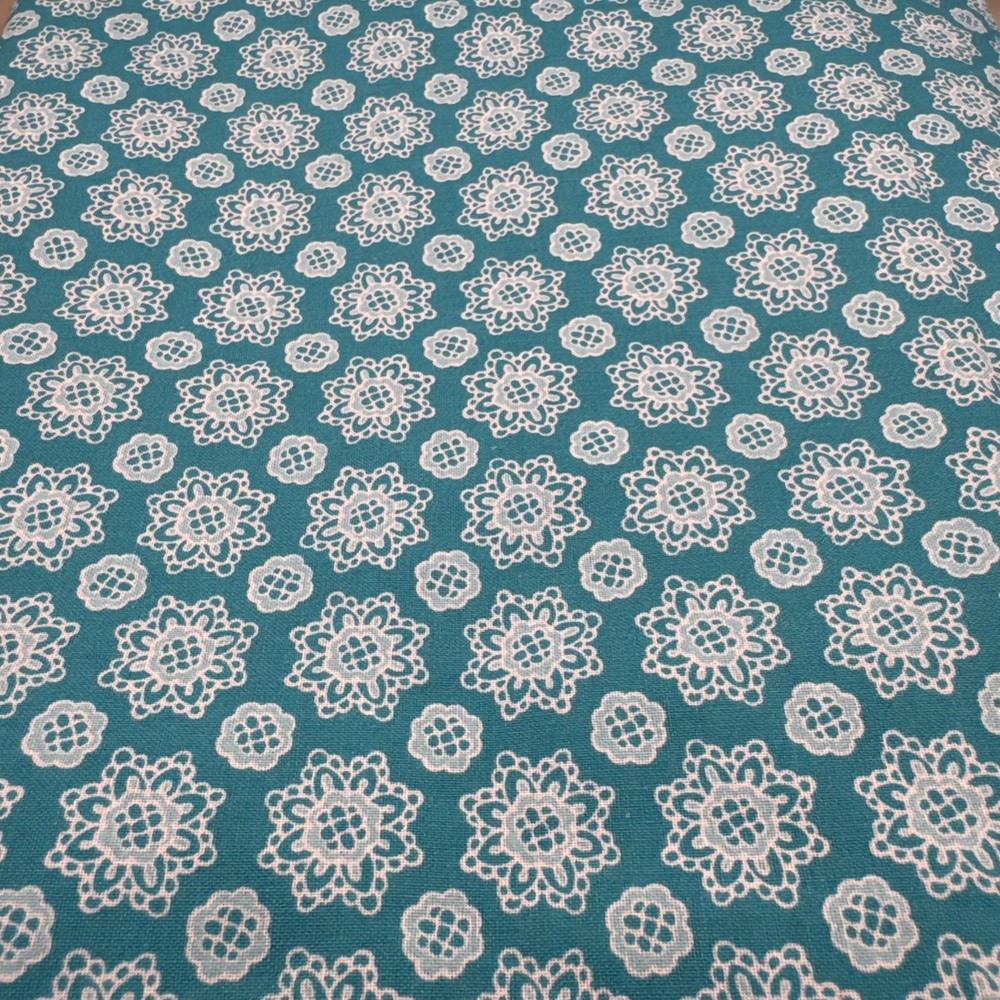 JoAnn’s Fabric Cotton 4 Yards by WOF 44″ Aqua Blue White Flowers