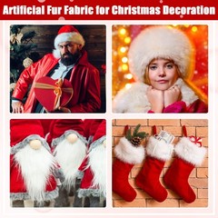 Jetec 4 Pcs White Faux Fur 10 x 20 Inch Christmas Faux Fur Fabric Squares Fl…