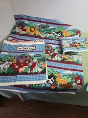 NOAH’S ARK Material Book Cover Pillow Small Quilt 36″x 43″ Piece 10″ X 12″ Book