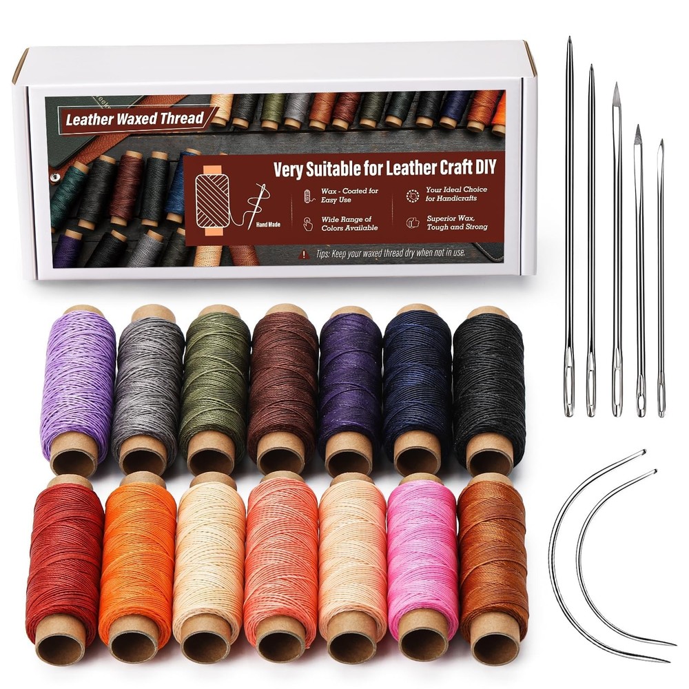 KAQRHFT 0.55 mm Round Waxed Thread, 14 Colors 76 0.55mm 70m, Classic Color B