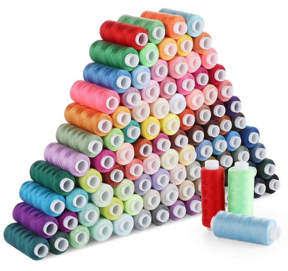 All Purpose Sewing Thread, Lemonfilter 100 100 Colors, Multicolor + 100 Pcs