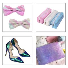 30X135Cm Holographic Crocodile Skin Vinyl, Iridescent White Alligator Faux Leath