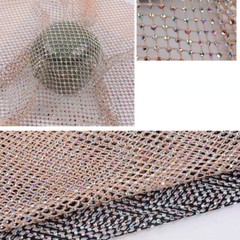 30 100CM AB Crystal Rhinestone Beaded Mesh Net Fabric Stretch Glitter DIY Shoes