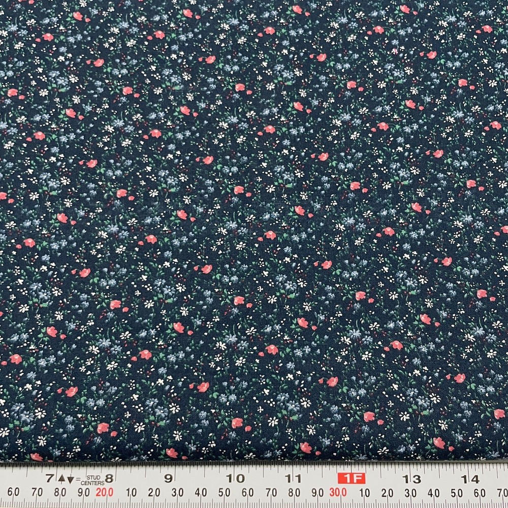 Vintage Florals on Navy Unbranded Cotton Fabric by the Half Yard 18″ x 43″