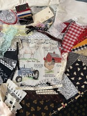 slow stitch junk journal kit HANDMADE Dairy Farm Vintage & Modern Lace , Fabrics