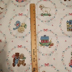 2.9 Yd VTG Cranston VIP Victorian Pull Toys Dolls Patch Pastels Florals & Dots
