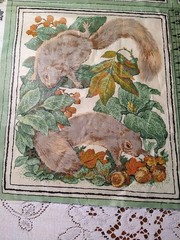 Cyrus Clark “Wildlife” Fabric Square 13×11 Squirrels Screenprint VAT Colors