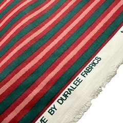 6+yards Duralee Cotton Fabric Burgundy & Green Stripe Sheen Approx 20 Feet 57” W