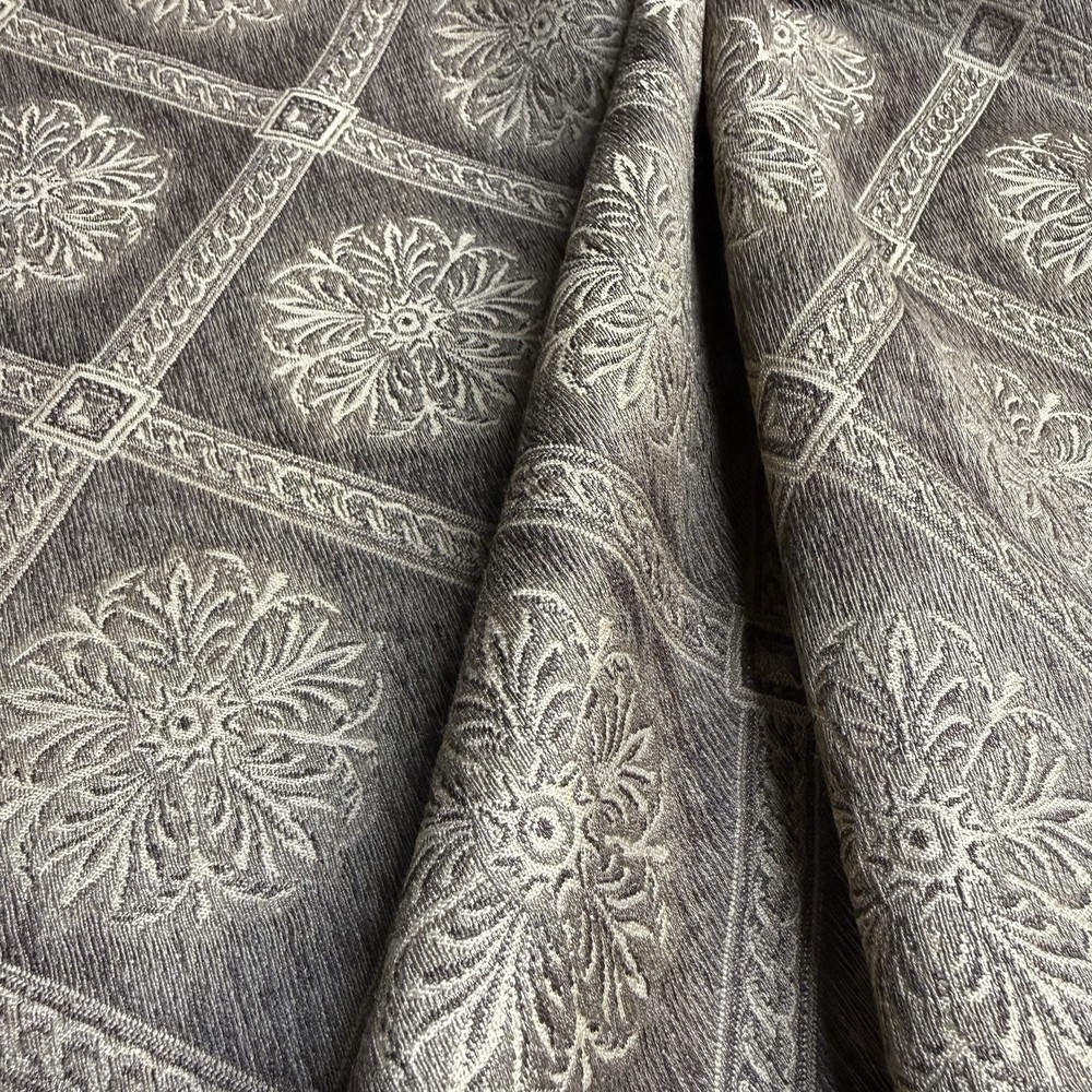 Fabric By The Yard Taupe Brown Diamond Lattice Floral Medallion Jacquard Weave