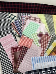 Fabric Scraps Gingham Plaid Stripes 2 1/2” – 5” Wide Crafts Quilting Red Blue