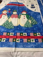 “Tis the Season”snowman print cotton apron panel/Fabric Traditions