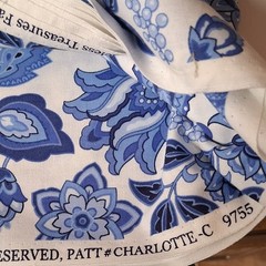 Timeless Treasures Cotton Fabric Blue White Jacobean 3 3/4 Yds Charlotte-C 9755