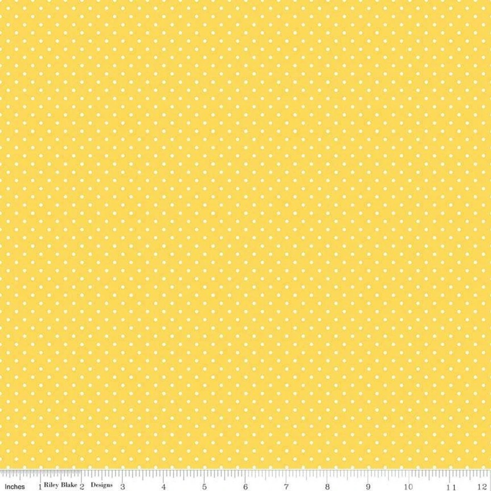 Fat Quarter Riley Blake Basics Swiss Dot (Printed) Yellow On White Quilt Cotton