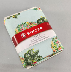 Singer Fabric Ringspun Cotton Blue Pineapple Floral Pattern 2 yards x 60″