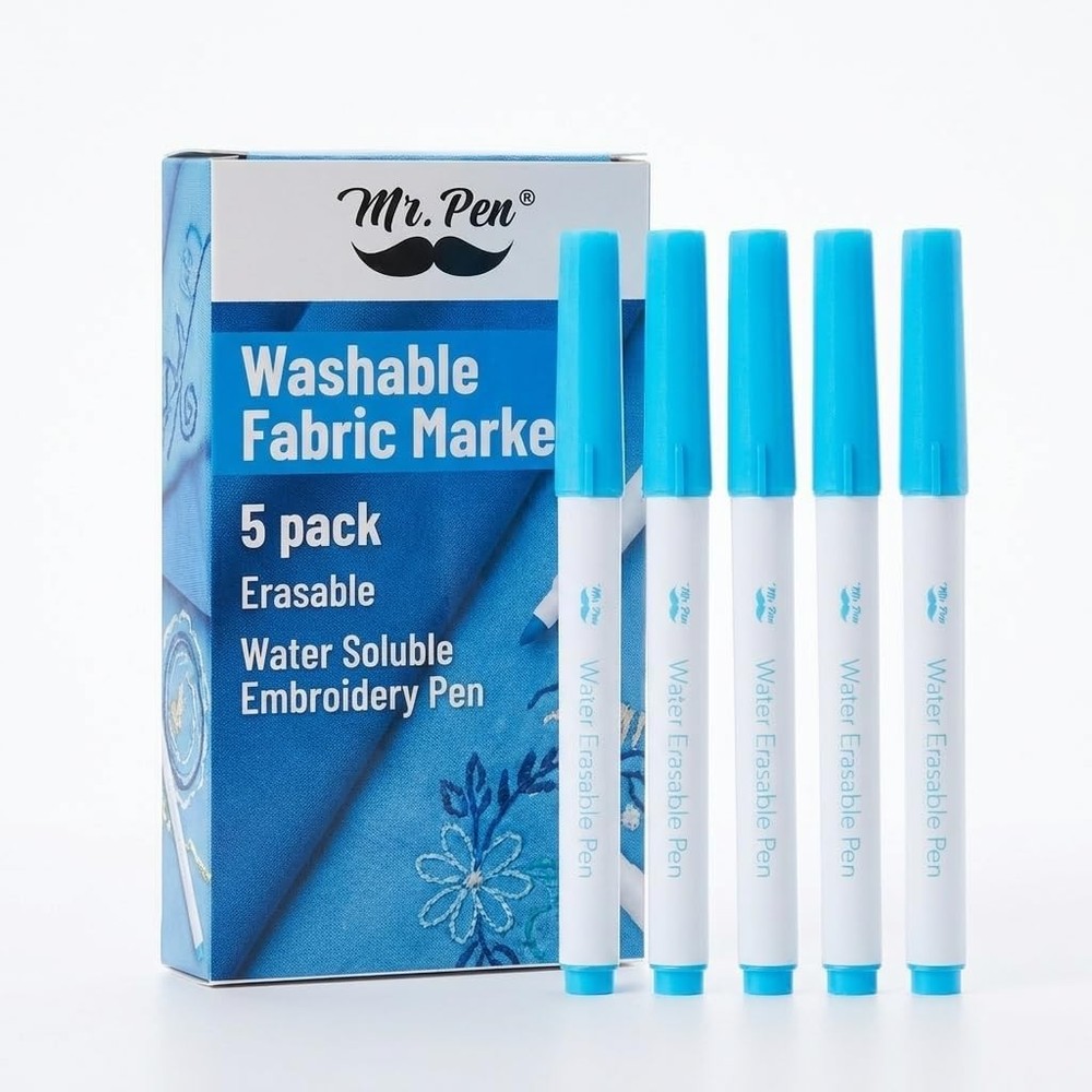 Mr. Pen- Washable Fabric Markers for Sewing, 5 Pack, Blue Erasable Water Soluble