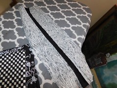 Black and White Fabric Lot Hockey Squares Handmade Rectangle Quilt Block