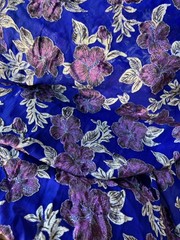 Blue & Lavender floral Velvet Burnout on chiffon Fabric By the Yard 45″ W