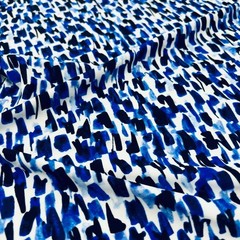 Abstract Watercolor Blue print Nylon Spandex Fabric Stretch by the Yard Swimwear