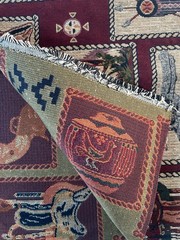 Fabric – Vintage Upholstery Tapestry Western Cowboy in Rope Frames 18″ L x 54″ W