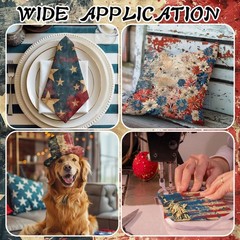10 Pcs Vintage Patriotic Fabric Bundles 20 x 20 Inch Red Blue White 4th of Ju…
