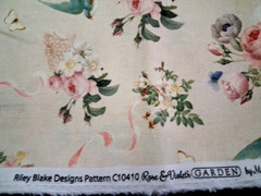 BTY Riley Blake ‘Rose & Violets’ C10410 Cream w/Pink Floral Birds Cotton Fabric