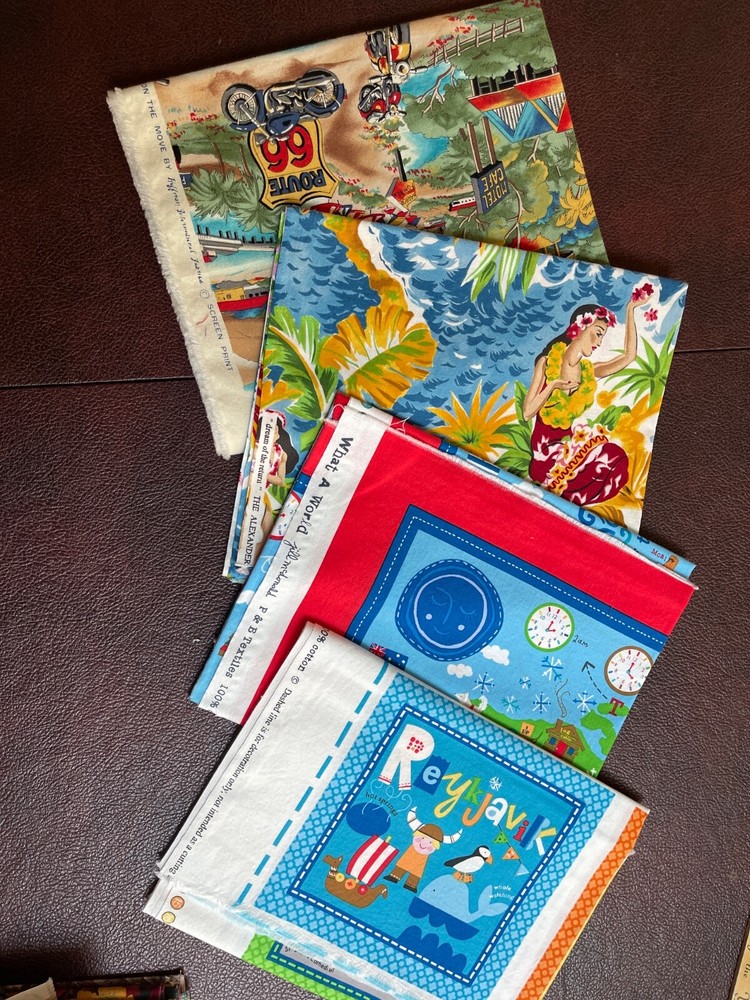 Lot Of 3.7 yards New TRAVEL Quilting Fabric READ for yardages