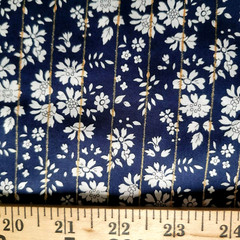 Liberty of London Tana Cotton Lawn – “Capel Stripe” Floral w/ Gold Pinstripe