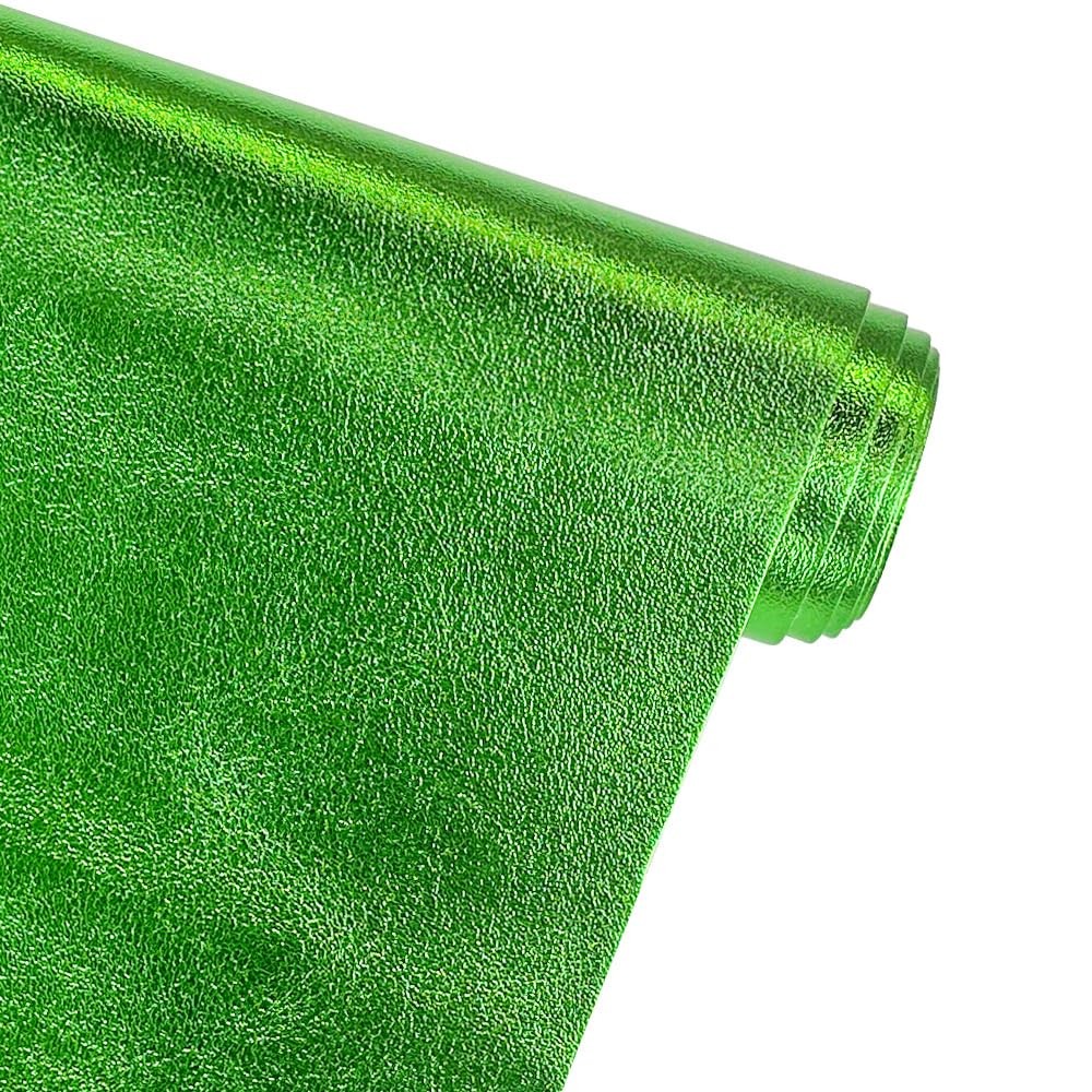 ONEART | Metallic Green Soft Faux Leather Fabric, 0.9 mm Lambskin