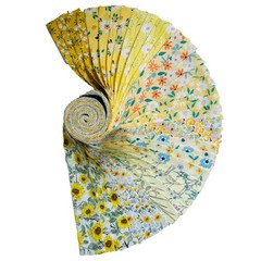 40 PCS Jelly Roll Fabric PreCut Strip 2.5×44 Inch Cotton Yellow Floral