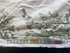 Vintage Braemore Design Screenprint Mint Green Teacup Fabric Remnant 54″ x 8′