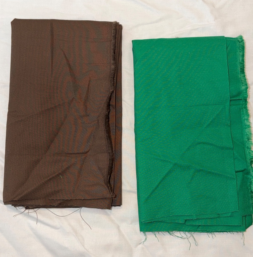 HALF YARD 100% cotton fabric by the HALF yard 18 x 44 Solids Brown Green 2 pc