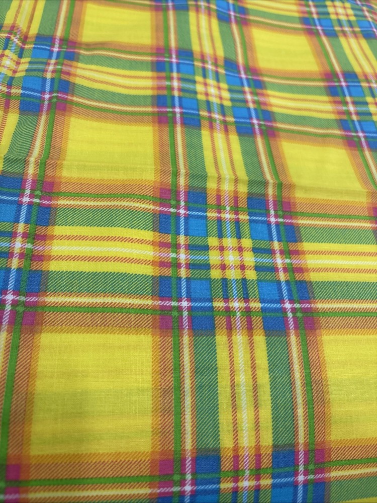 Marcus Brothers Cotton 100% Poplin Fabric Material Tartan Madras Check Rainbow