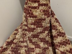 BROWN IVORY GOLD 3D Floral Embroidery Taffeta Fabric 50” Width 1 Yard