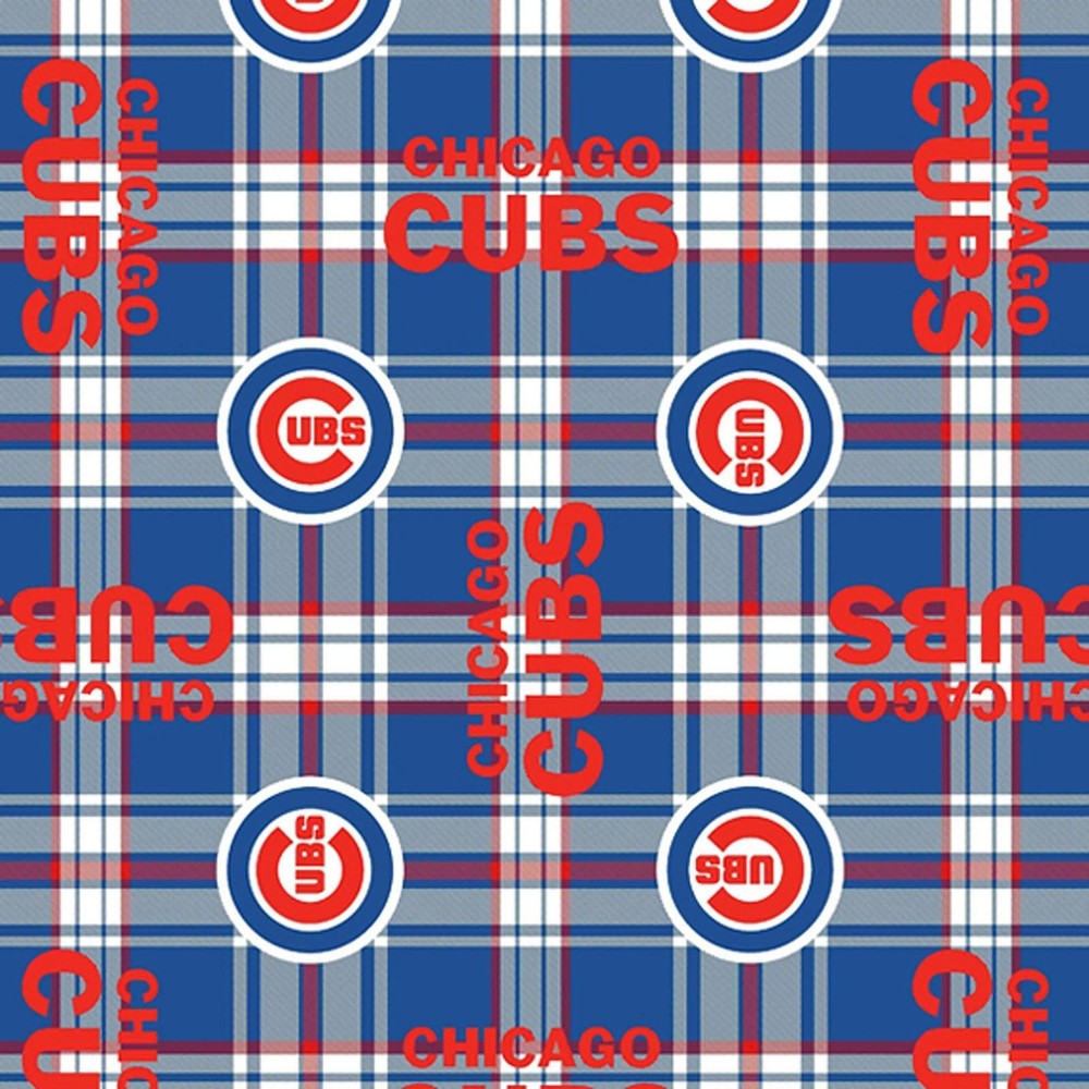 Chicago Cubs Plaid MLB Fleece Fabric – 58″ Wide – Sold by The Yard & Bolt