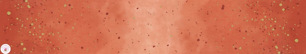 OMBRE GALAXY METALLIC Gold Dots Persimmon Orange 10873 216M V & CO Quilt Fabric