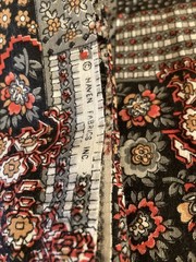 Black Grey Red Golden Floral Blocks Cotton Fabric 2Y x 44″W Haven Fabrics
