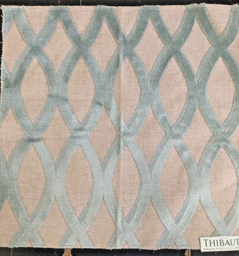 THIBAUT Helix Velvet in Aqua Blue 17″ Textural Fabric Sample