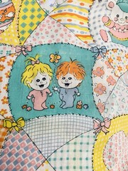 VTG `80`s “Huggables” by Princess Fabrics Cheater Patchwork Quilt BTFQ