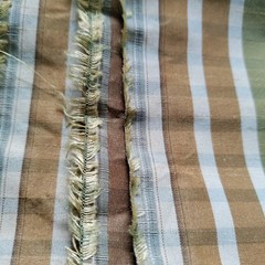 Vintage Plaid Faux Silk Fabric 57×114 Striped Checked 3 Yards