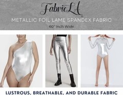 FabricLA Metallic Foil Spandex Fabric by the Yard – Many Colors