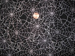 BLACK & SILVER METALLIC SPIDER WEB PRINT COTTON FABRIC 1 YARD